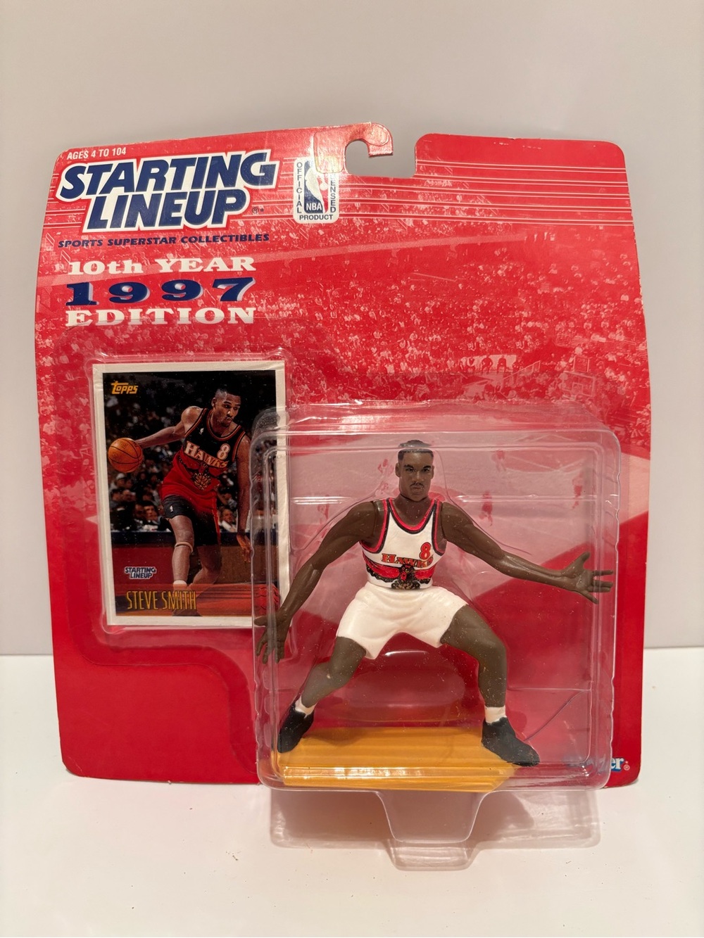1997 Starting Lineup Topps NBA Superstar Steve Smith 8 Atlanta Hawks Figure